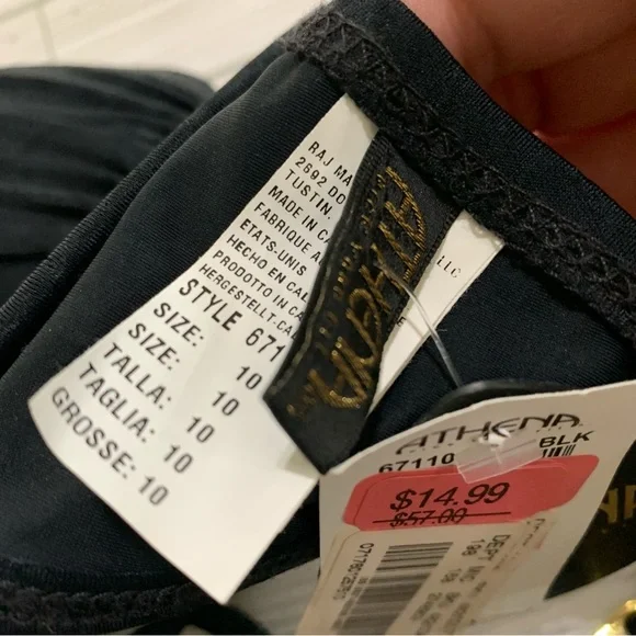 Athena Bra Style Bikini Top No Bottoms Size 10 Black - Picture 3 of 3